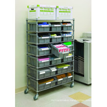NSF Adjustable Metal Drugstore Pharmacy Wire Shelf Rack with Wheels
